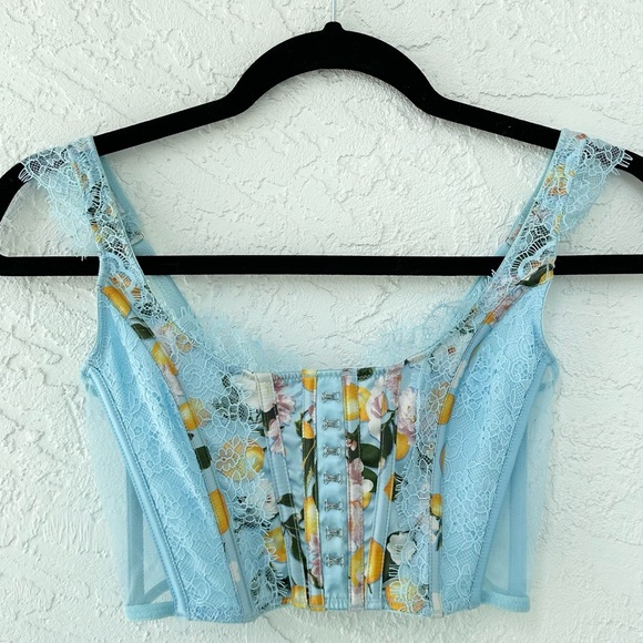 Victoria Secret DREAM ANGELS Unlined Lace-Up Corset Top Lemon Print XS - Picture 4 of 10